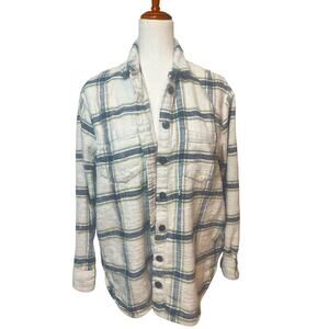 Madewell Women's Flannel Size Medium Pockets Cotton Shirt Cream